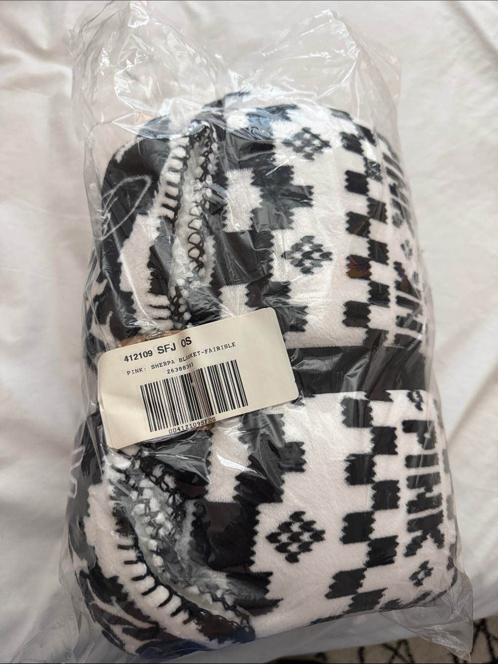 PINK Victoria's Secret Black and White Sherpa Blanket